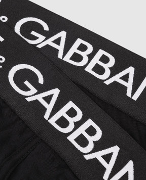 Dolce&Gabbana Набір чорних трусів-бріфів з візерунком логотипа M9D69JONN97