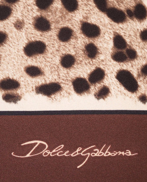 Dolce&Gabbana Бежева хустка із шовку в леопардовий принт FN090RGDBYX