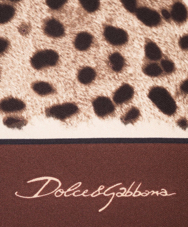Dolce&Gabbana Бежевый платок из шелка в леопардовый принт FN090RGDBYX изображение 3