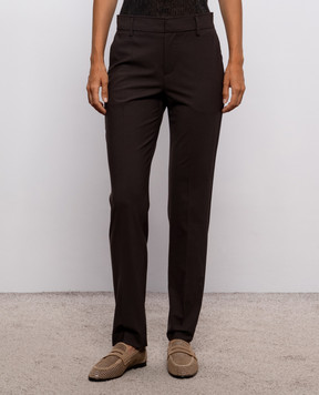 Brunello Cucinelli Коричневі штани з вовною з ланцюжком моніль M0W07P8584