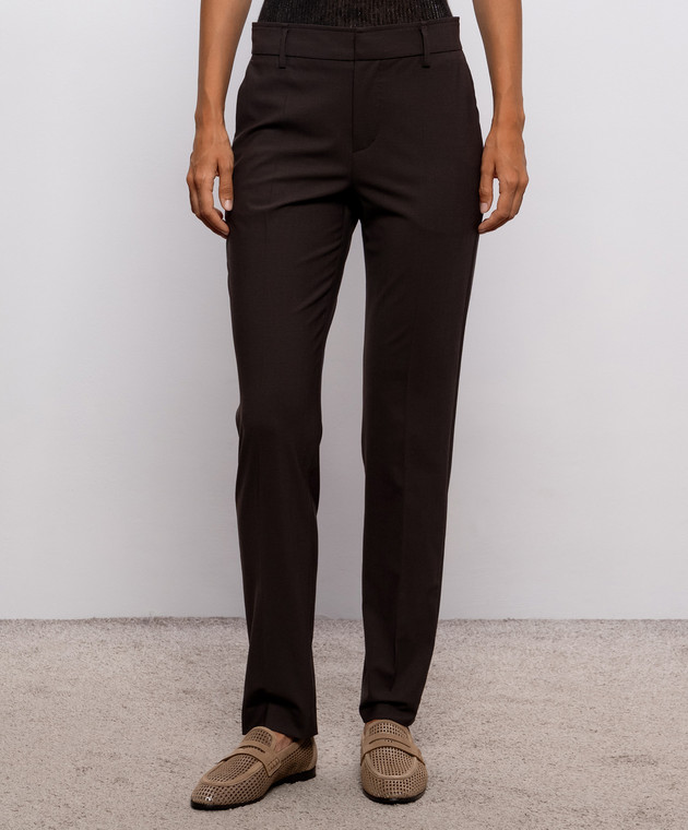 Brunello Cucinelli Коричневі штани з вовною з ланцюжком моніль M0W07P8584 зображення 3