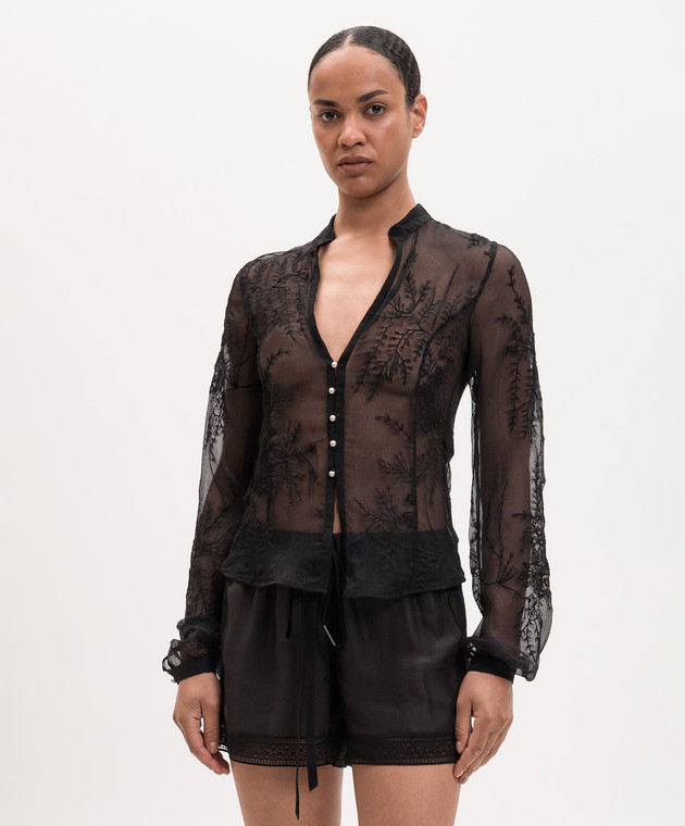 Ann Demeulemeester Черная блуза Rhea с шелком B0014006FA735 изображение 3
