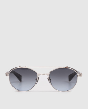 Balmain Серебристые солнцезащитные очки Brigade-IV BPS120E52