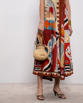 Alemais Бежева сумка Michelle з рафії у вигляді глечика з логотипом 6587A