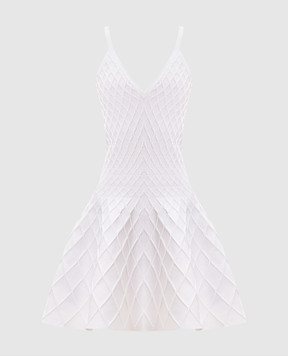 Balmain Белое платье с фактурным узором HF1R2927KK20