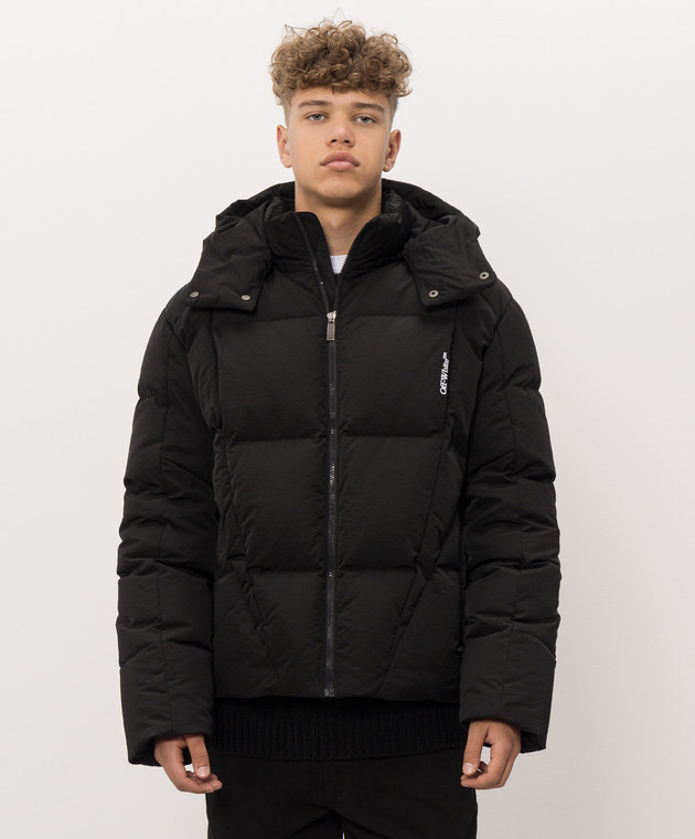 Off-White Чорна куртка з вишивкою логотипа 44MED06CF26F001 зображення 3