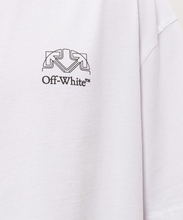 Off-White Белая футболка с принтом логотипа и эмблемы 44MAA120F26J01E изображение 5