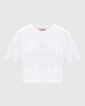 Twinset Біла укорочена футболка у корсетному стилі 261TT2440