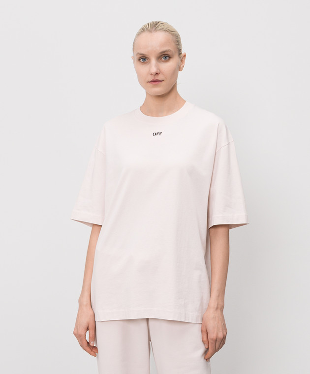 Off-White Рожева футболка з принтом емблеми Paint Arrow 44MAA120S26J00R зображення 3