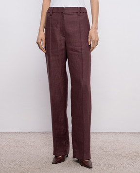 Brunello Cucinelli Бордові штани з льону MH527P9198