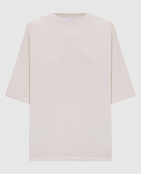 Brunello Cucinelli Бежевий топ з кашеміром та шовком з люрексом M41835700P