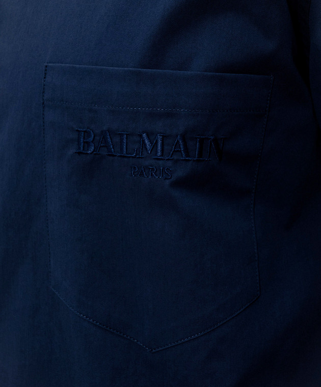 Balmain Синя сорочка з вишивкою логотипа HH1HS590CG76 зображення 5