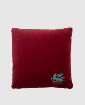 Etro Бордова велюрова декоративна подушка з вишивкою Pegaso UKAA0004AR386