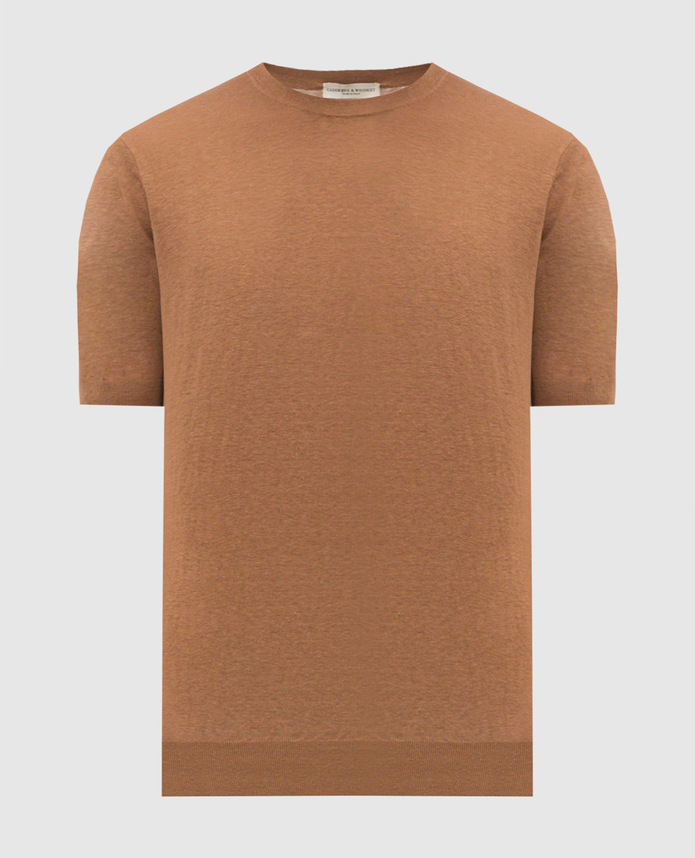 Коричневая футболка из шелка и льна