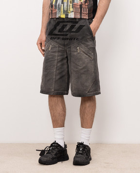 Off-White Серые джинсовые шорты с принтом логотипа 44XCS005S26F001