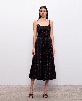 Nissa Черное платье в цветочный принт с поясом RC16567