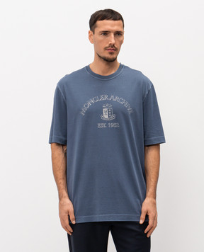 Moncler Синя футболка з принтом логотипа L10918C0001389BAL