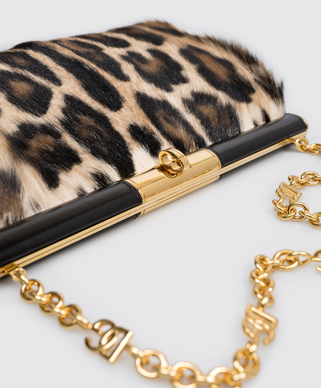 Dolce&Gabbana Бежевий клатч Marlene зі шкіри з ворсом в леопардовий принт BB7672A0863 зображення 4