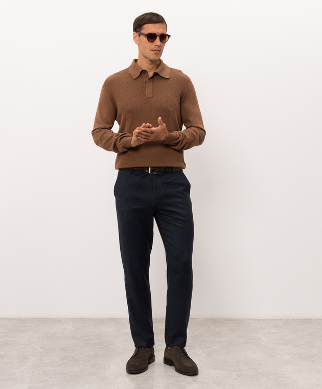Canali Коричневе поло з тканим візерунком MK02486C1209 зображення 2