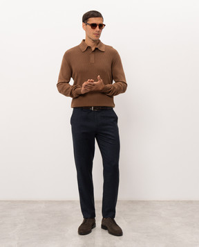Canali Коричневое поло с тканым узором MK02486C1209