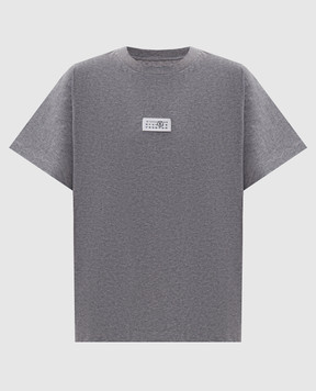 Maison Margiela MM6 Сіра меланжева футболка з нашивкою логотипа S52GC0367M20170