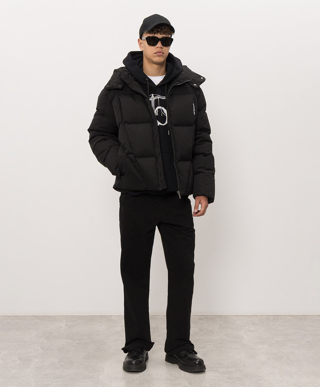 Off-White Чорне худі з контрастним принтом логотипа 44MBB085F26F00F зображення 2