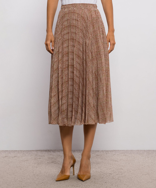 Ermanno Scervino Коричневая юбка с гофре D492O365WNV изображение 3