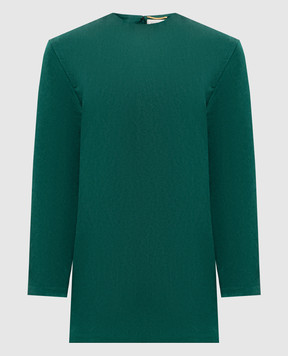 Saint Laurent Зелена сукня міні із шовку з акцентними плечима 848977Y5J30