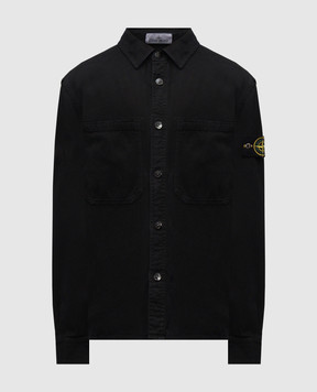 Stone Island Чорна сорочка з патчем логотипа K2S151200025S0184