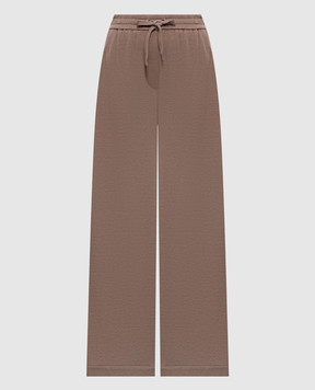 Brunello Cucinelli Коричневі спортивні штани із шовком з ланцюжком моніль MD828SM689