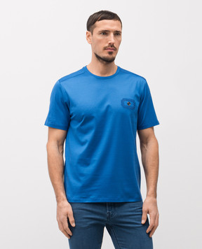 Stefano Ricci Голубая футболка с вышивкой логотипа MNH6104960TE0001