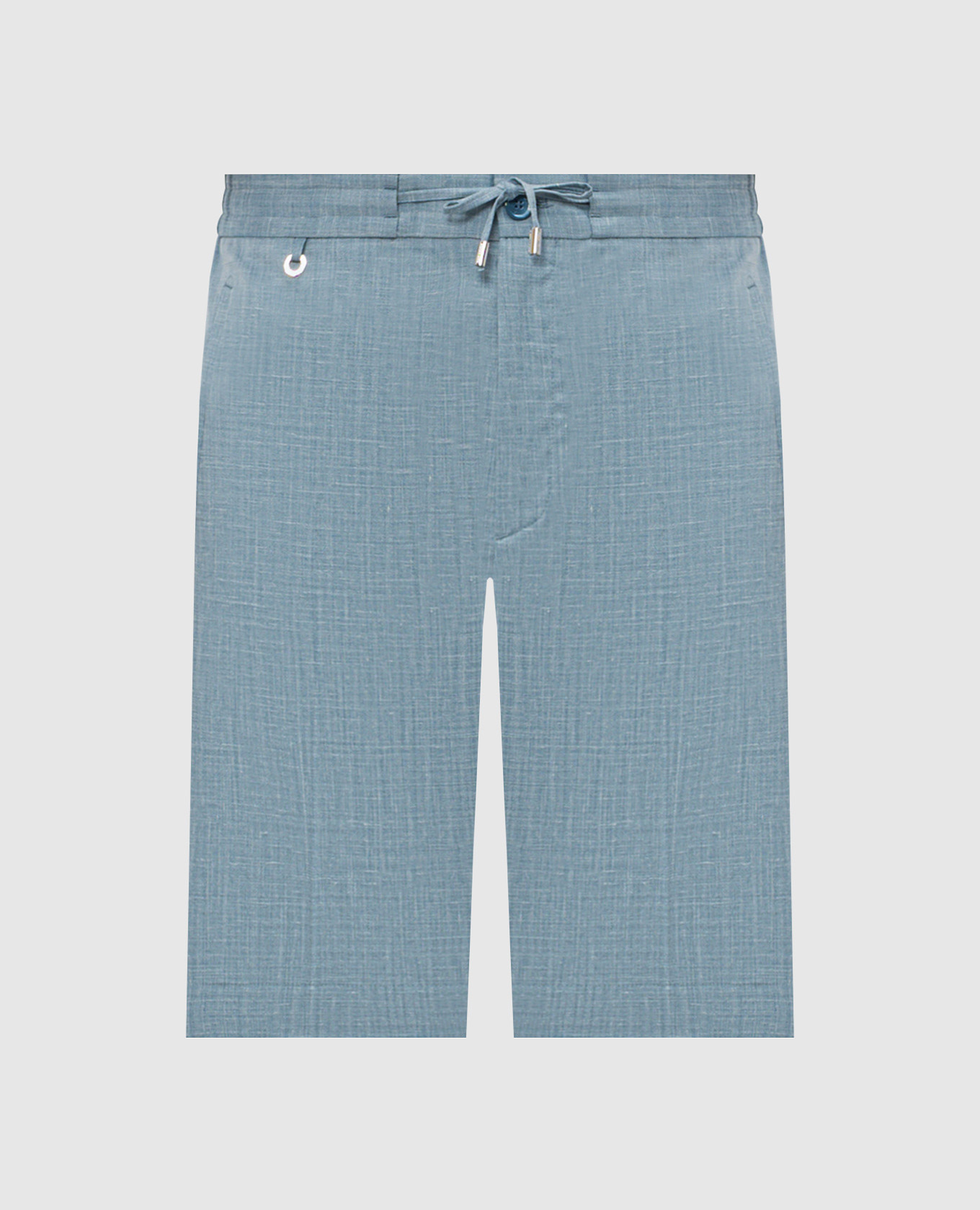 Голубые шорты из шерсти, шелка и льна
