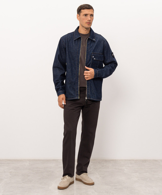 Stone Island Синя джинсова куртка в стилі сорочки L2S141200002S00J7 зображення 2