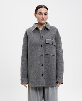 Jil Sander Сіре пальто з вовни в стилі сорочки J40SW0015J40020