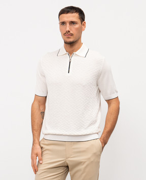 Stefano Ricci Біле поло із шовку у візерунок K616452P31F26117