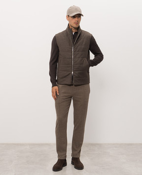 Bertolo Cashmere Коричневый жилет из шерсти и кашемира 000356002732