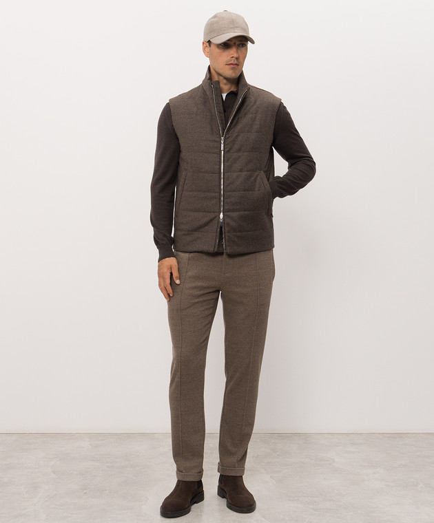 Bertolo Cashmere Коричневый жилет из шерсти и кашемира 000356002732 изображение 2