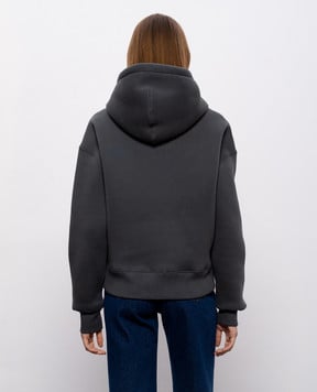 Ami Paris Сіре худі з емблемою Ami De Coeur USW756749