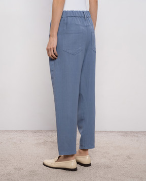 Brunello Cucinelli Сині штани з льоном MH126P9148