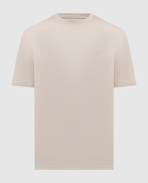 Castangia dal 1850 Бежева футболка з вишивкою монограми DMTSDM30S26