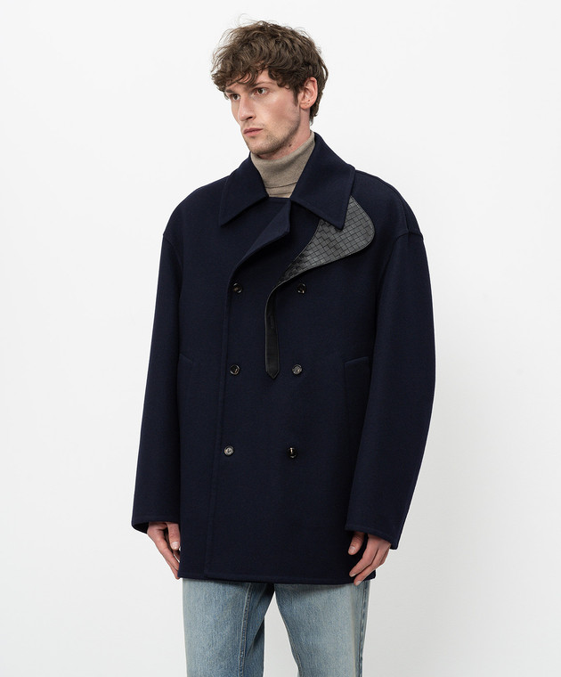 Bottega Veneta Голубое двубортное пальто из кашемира 866582V6E40 изображение 3