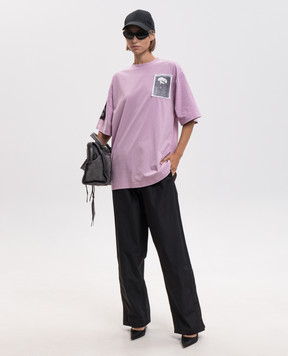 Balenciaga Розовая футболка с брендовыми нашивками A00497TUVP5