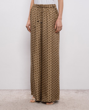 Max Mara Коричневі палаццо CLARINO із шовку MXMCLARINO