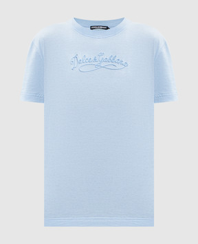 Dolce&Gabbana Блакитна футболка з вишивкою логотипа F8V42ZGDDL1