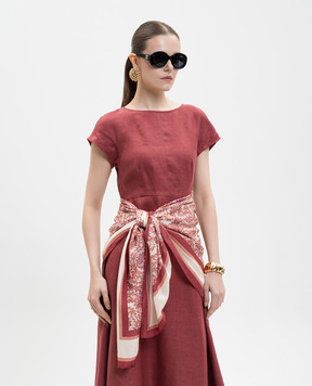 Max Mara Weekend Бордовый платок SARONG с шелком с принтом пейсли WKASARONG