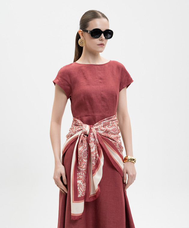 Max Mara Weekend Бордовый платок SARONG с шелком с принтом пейсли WKASARONG изображение 2