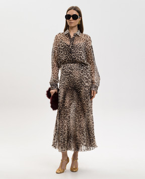 Ermanno Scervino Бежевая блуза из шелка в анималистичный принт D482K385CSYEO