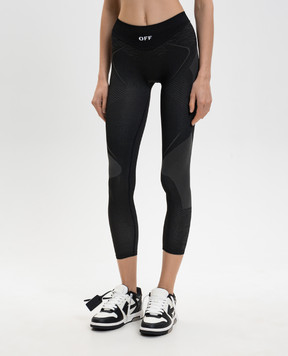 Off-White Черные леггинсы Racing с логотипом 2VV01HS26KNI001