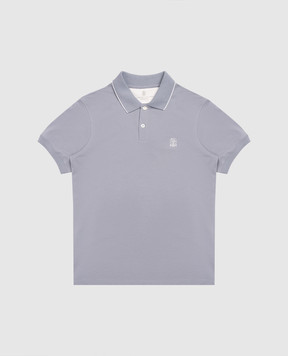 Brunello Cucinelli Дитяче блакитне поло з вишивкою емблеми BE854T315C
