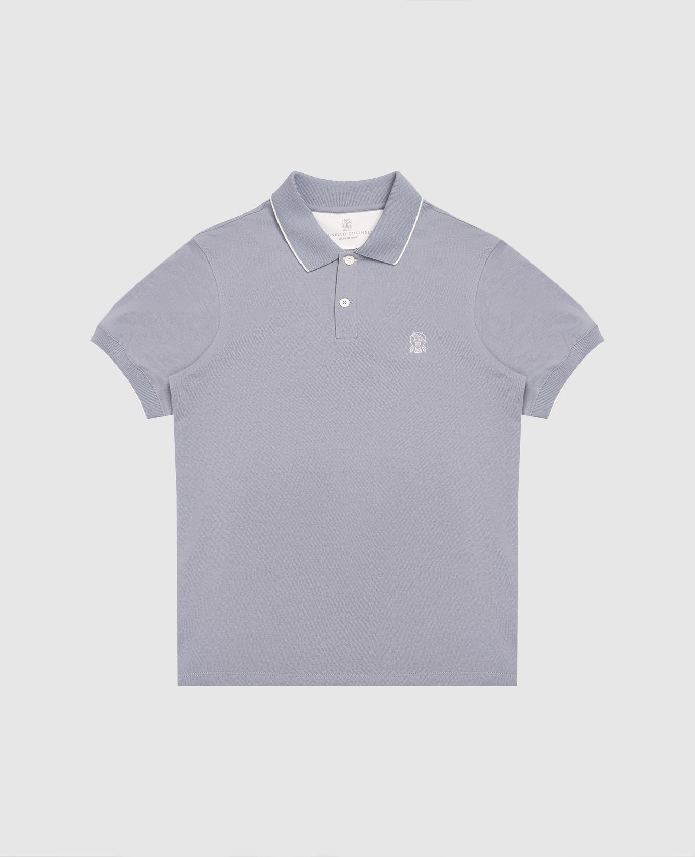 Детское голубое поло с вышивкой эмблемы